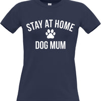 Women's Fitted T-Shirt 'Stay at Home Dog Mum'