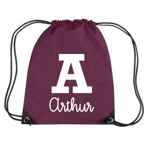 Personalised Name & Initial Children's Gym/PE/Drawstring Bag