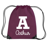 Personalised Initial and Name Drawstring Bag