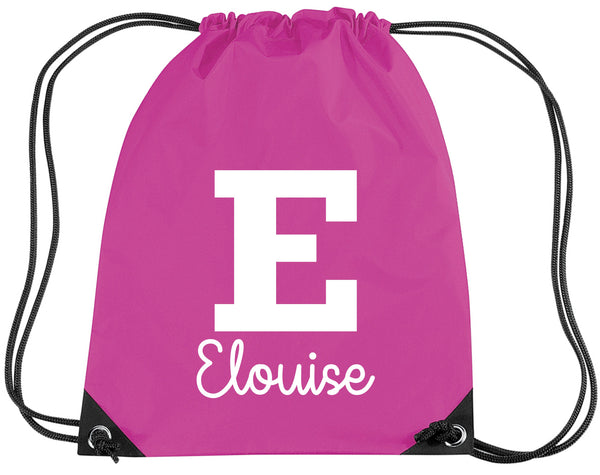 Personalised Name & Initial Children's Gym/PE/Drawstring Bag