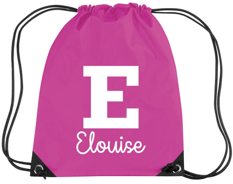 Personalised Name & Initial Children's Gym/PE/Drawstring Bag