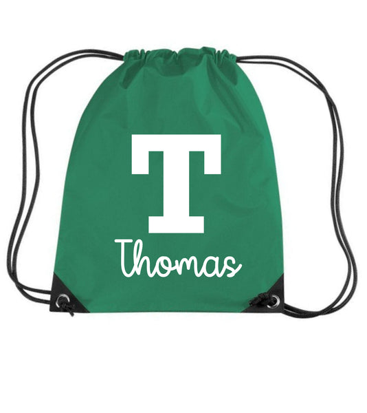 Personalised Name & Initial Children's Gym/PE/Drawstring Bag