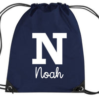 Personalised Name & Initial Children's Gym/PE/Drawstring Bag