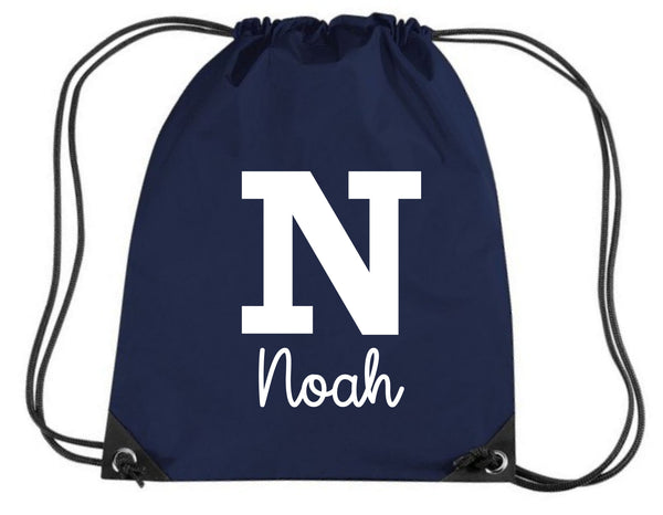 Personalised Name & Initial Children's Gym/PE/Drawstring Bag
