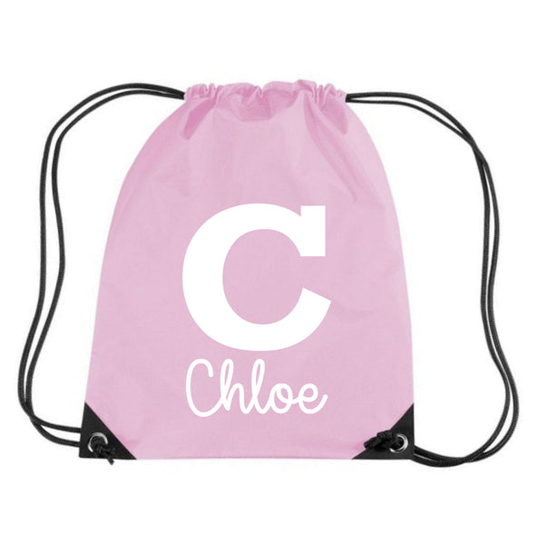 Personalised Name & Initial Children's Gym/PE/Drawstring Bag