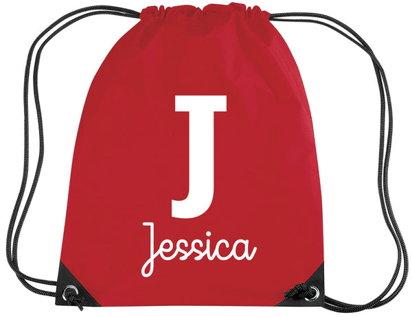 Personalised Initial and Name Drawstring Bag