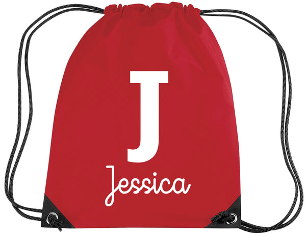 Personalised Name & Initial Children's Gym/PE/Drawstring Bag
