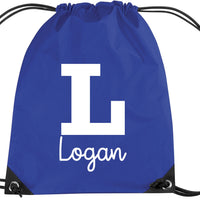 Personalised Initial and Name Drawstring Bag
