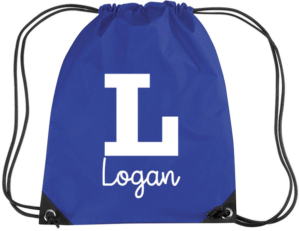 Personalised Name & Initial Children's Gym/PE/Drawstring Bag