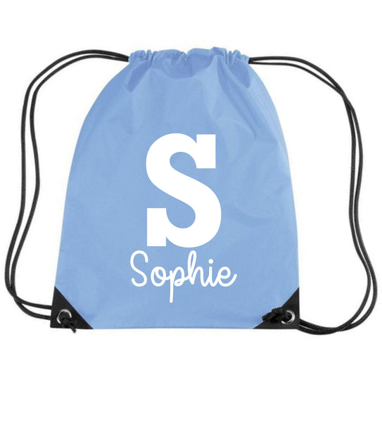 Personalised Name & Initial Children's Gym/PE/Drawstring Bag