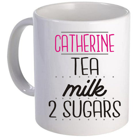 Name, Tea, Milk, Sugar Mug