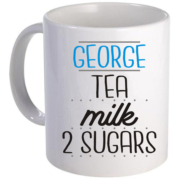 Name, Tea, Milk, Sugar Mug