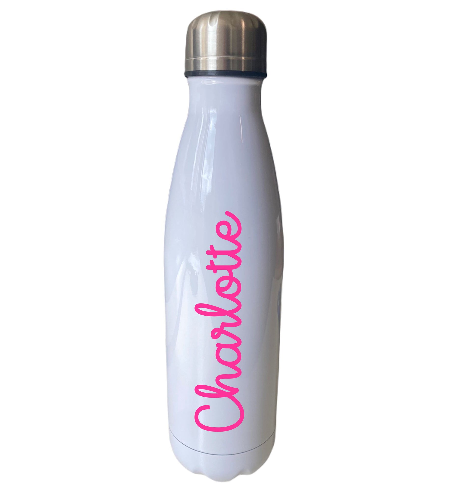 Personalised Named White Stainless Steel Water Bottle