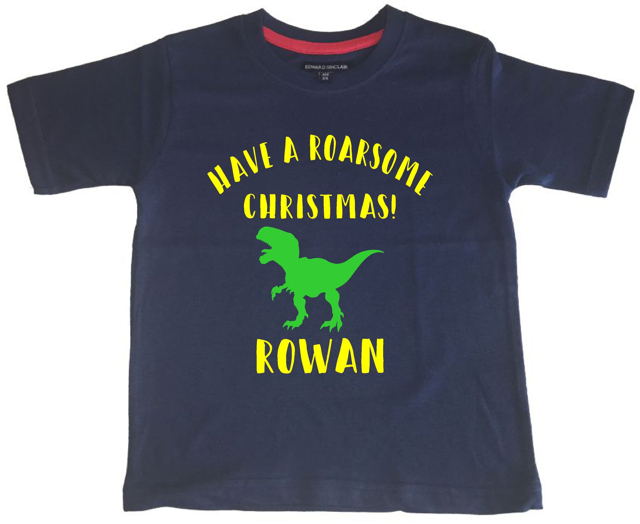Personnalisé Avoir un Noël rugissant avec le nom ! T-shirt pour enfants