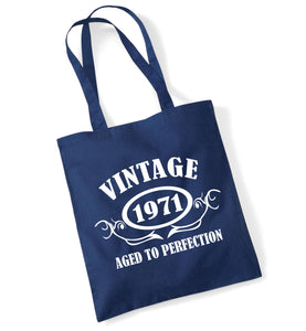 Personalised Year 'Vintage (Insert Year)' Birthday Tote Shopping Re-usable Bag Birthday Gift
