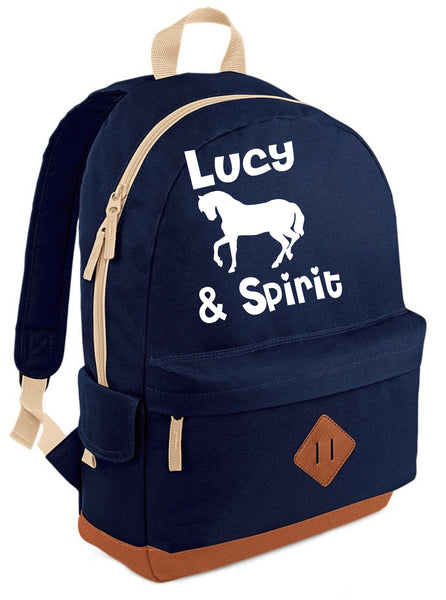 Personalised Named Horse and Rider Heritage Backpack