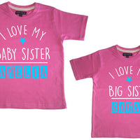Ensemble de t-shirts personnalisés J'aime ma petite soeur et J'aime ma grande soeur 