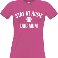 Women's Fitted T-Shirt 'Stay at Home Dog Mum'
