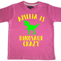Personalised 'Dinosaur Crazy' with Your Name! Children's Kids T Shirt