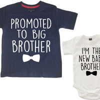 Promu au T-shirt bleu marine Big Brother et au nouveau body blanc Baby Brother 