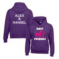 Personalised Best Friends Horsey Hoodie with 2 Names on Back
