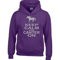 Keep Calm and Canter on Hoodie with Horse and Sparkling Silver Print