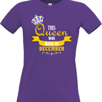 Personalised This Queen is Born in Month Women's Fitted Birthday T-Shirt
