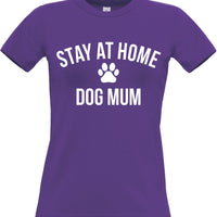 Women's Fitted T-Shirt 'Stay at Home Dog Mum'