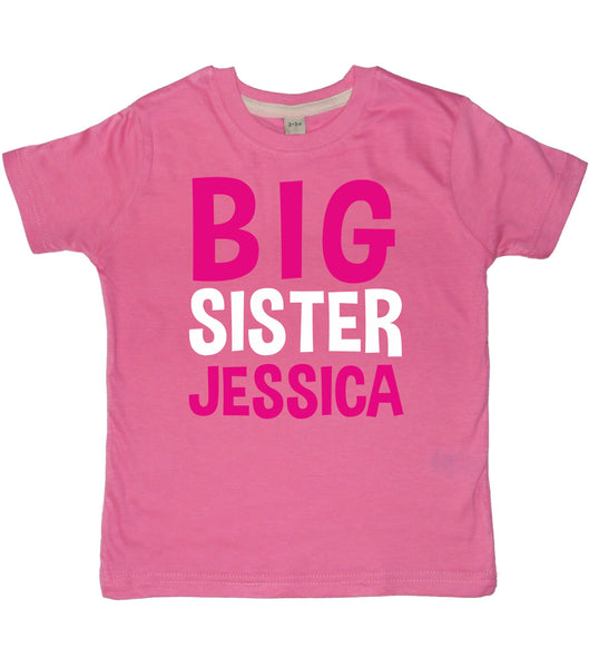 Personalised Big Sister T-Shirt and Little Sister Bodysuit Set