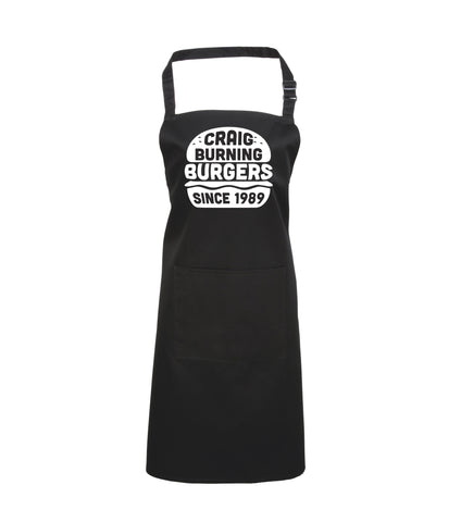 Personalised Burning Burgers Since... Apron