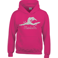 Personalised Gymnast Hoodie with Sparkling Glitter Print