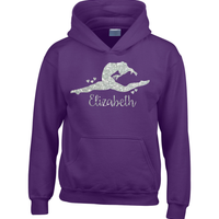 Personalised Gymnast Hoodie with Sparkling Glitter Print