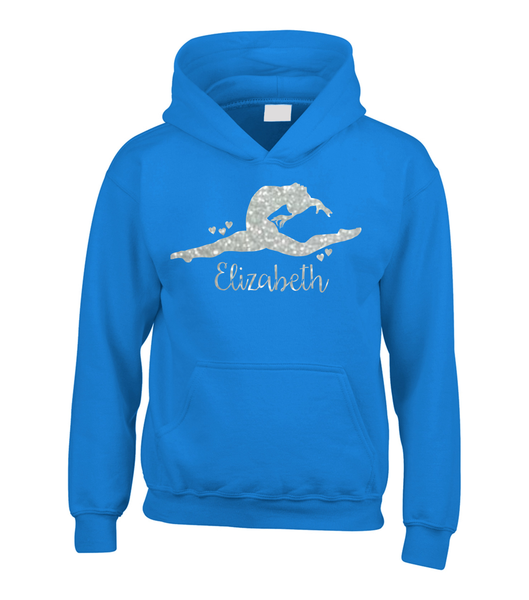 Personalised Gymnast Hoodie with Sparkling Glitter Print