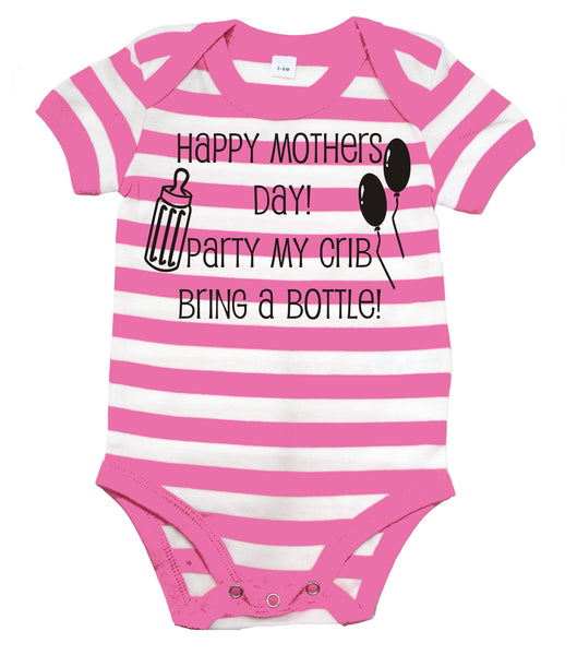 Happy Mother's Day Party in my Crib Bring A Bottle Baby Bodysuit