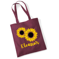 Personalised Sunflower Tote Bag with Yellow & Black Print