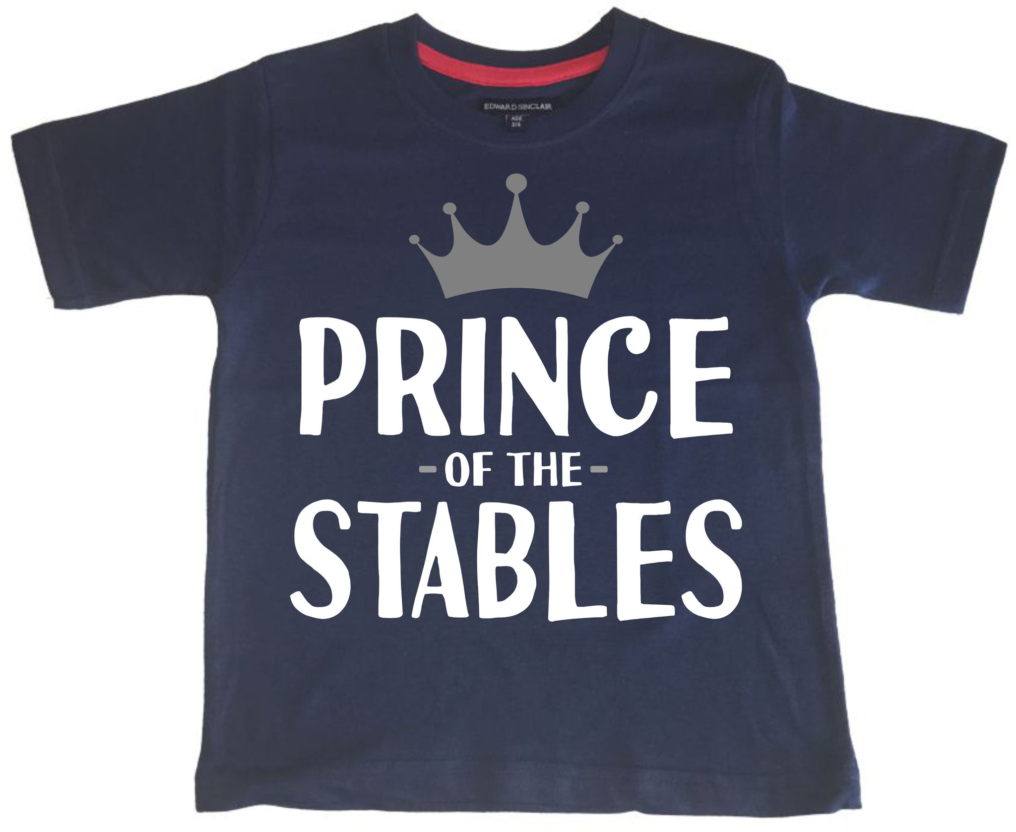 T-shirt enfant Prince des écuries avec imprimé blanc et gris 