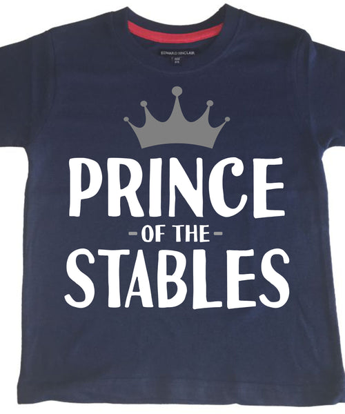 T-shirt enfant Prince des écuries avec imprimé blanc et gris 