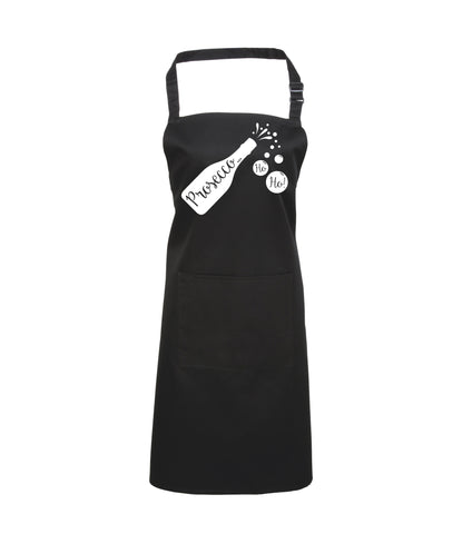 Prosecco Ho Ho Ho Apron with a White Glitter Print