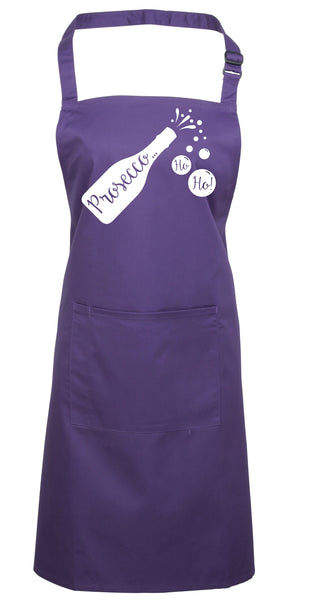 Prosecco Ho Ho Ho Apron with a White Glitter Print