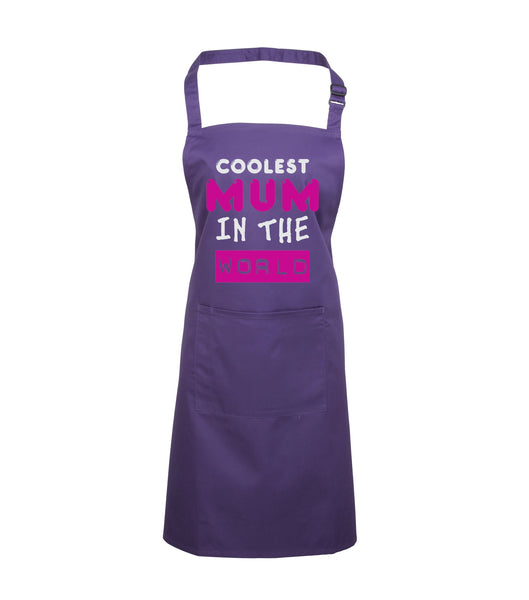 Coolest Mum in the World Apron with White and Pink Print