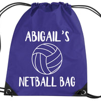 Personalised Netball Drawstring Bag with Name