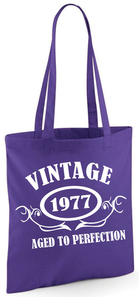 Anniversaire personnalisé 'Vintage (Insert Year)' Birthday Tote Shopping Sac réutilisable Cadeau d'anniversaire 