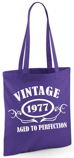 Personalised Year 'Vintage (Insert Year)' Birthday Tote Shopping Re-usable Bag Birthday Gift