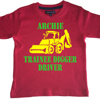 Personalised 'Trainee Digger Driver' Children's T Shirt with Your Name!