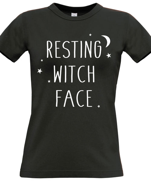 Visage de sorcière au repos T-shirt ajusté pour femme 