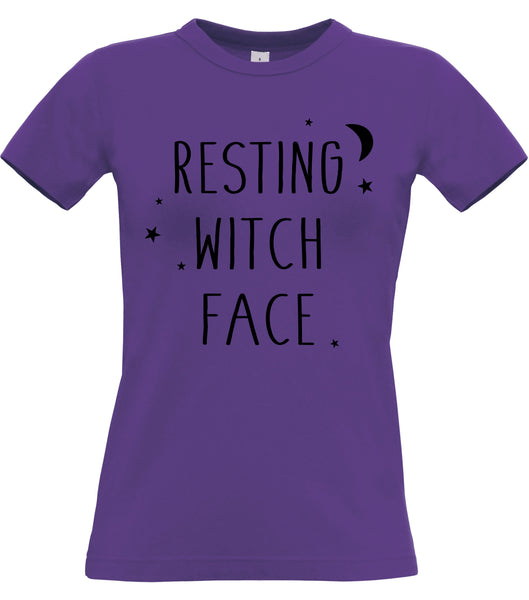 Visage de sorcière au repos T-shirt ajusté pour femme 