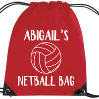 Personalised Netball Drawstring Bag with Name