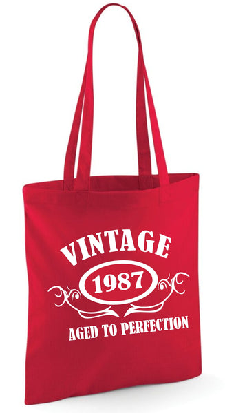 Personalised Year 'Vintage (Insert Year)' Birthday Tote Shopping Re-usable Bag Birthday Gift