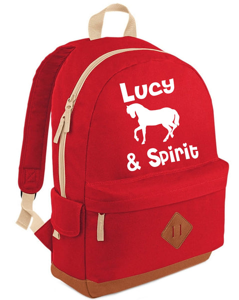Personalised Named Horse and Rider Heritage Backpack