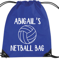 Personalised Netball Drawstring Bag with Name